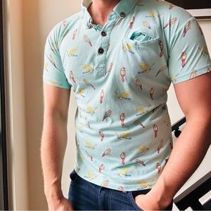 ANERKJENDT Blue Polo with Birds